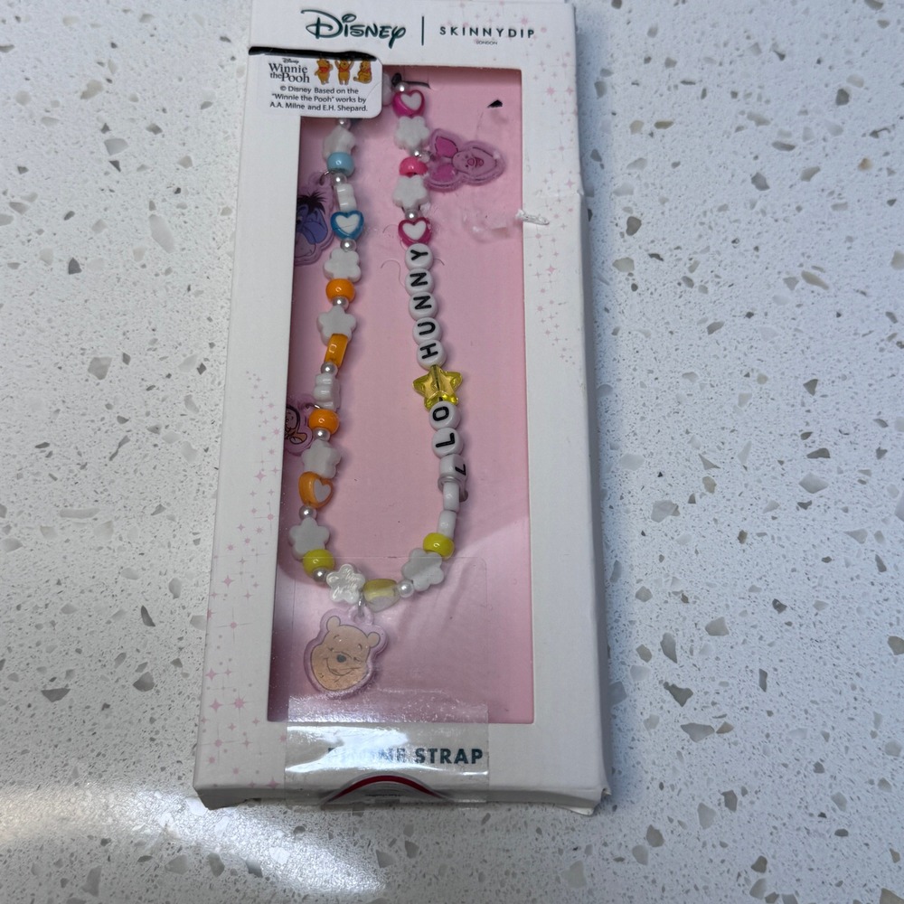 Disney Skinnydip Winnie the Pooh Hello Hunny Beaded Phone Strap Charm NIB